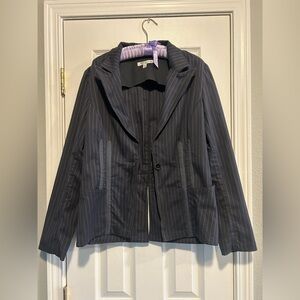 Navy Blue & Gray Pinstripe Blazer
